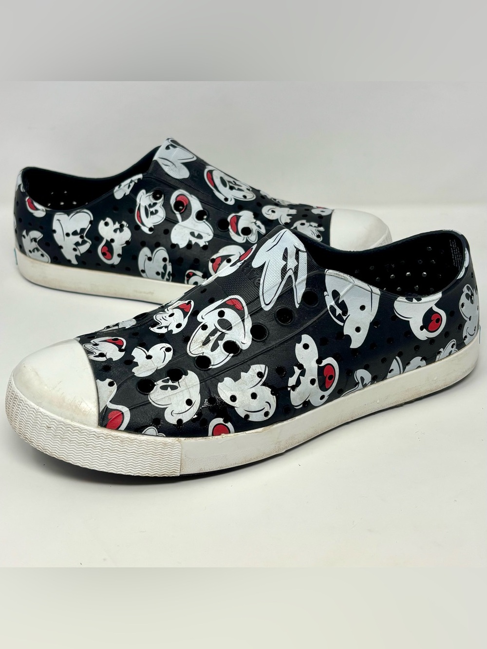 Native Disney Parks x Mickey Mouse Black White Slip On Shoes W10/M8 Washable